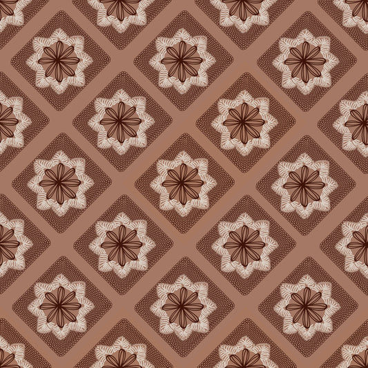Mocha Mousse Flowers Floral Granny Squares Seamless Print