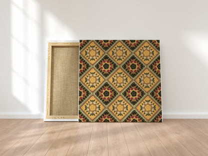 Mocha Tapestry Floral Granny Squares Seamless Print