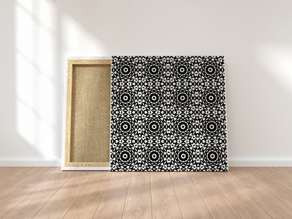 Monochrome Maze  Crochet-Inspired Floral Seamless Pin