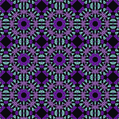 Mystic Teal Mosaic Crochet-Inspired Granny Squares Print