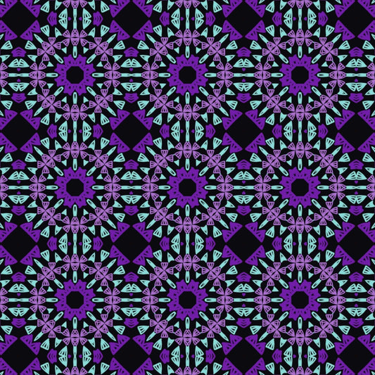 Mystic Teal Mosaic Crochet-Inspired Granny Squares Print