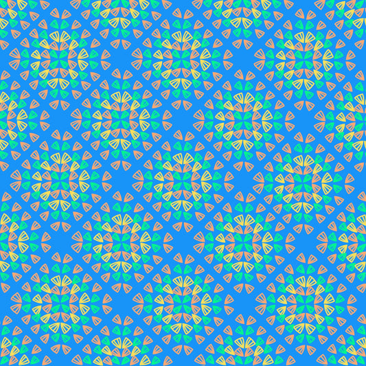 Neon Blue Pop Granny Squares Seamless Print 
