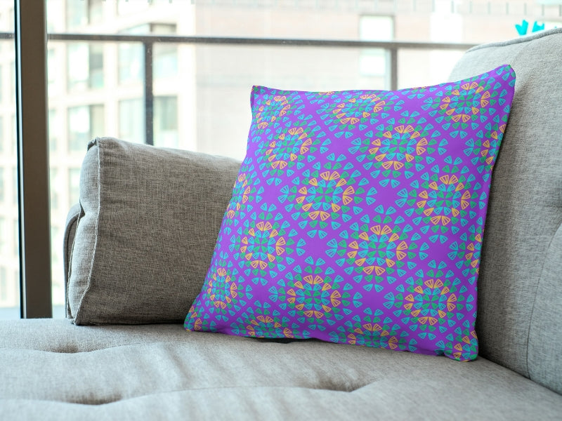 Neon Purple Pop Granny Squares Seamless Print 
