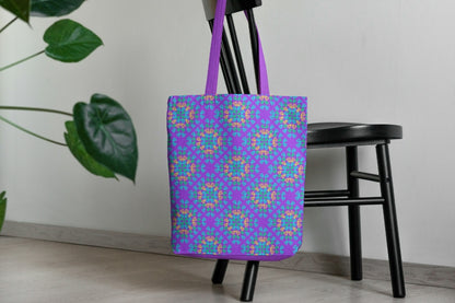 Neon Purple Pop Granny Squares Seamless Print 
