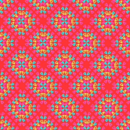 Neon Red Pop Granny Squares Seamless Print