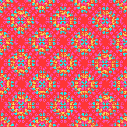 Neon Red Pop Granny Squares Seamless Print