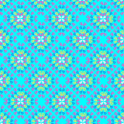 Neon Turquoise Pop Granny Squares Seamless Print 
