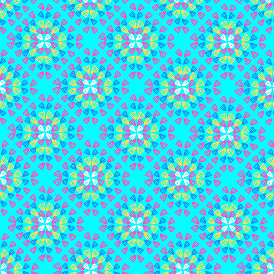 Neon Turquoise Pop Granny Squares Seamless Print 
