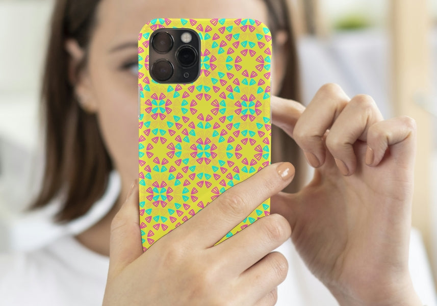 Neon Yellow Pop Granny Squares Seamless Print 
