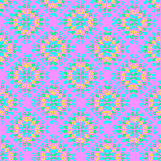 Neon pink pop Floral Granny Squares Seamless Print