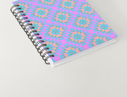 Neon pink pop Floral Granny Squares Seamless Print