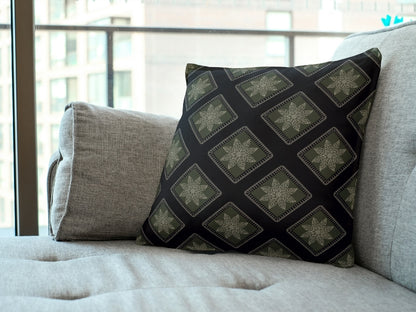 Olive Twilight  Floral Granny Squares Seamless Print