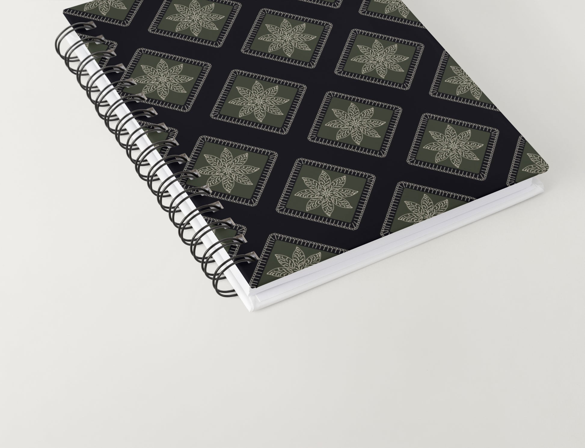 Olive Twilight  Floral Granny Squares Seamless Print