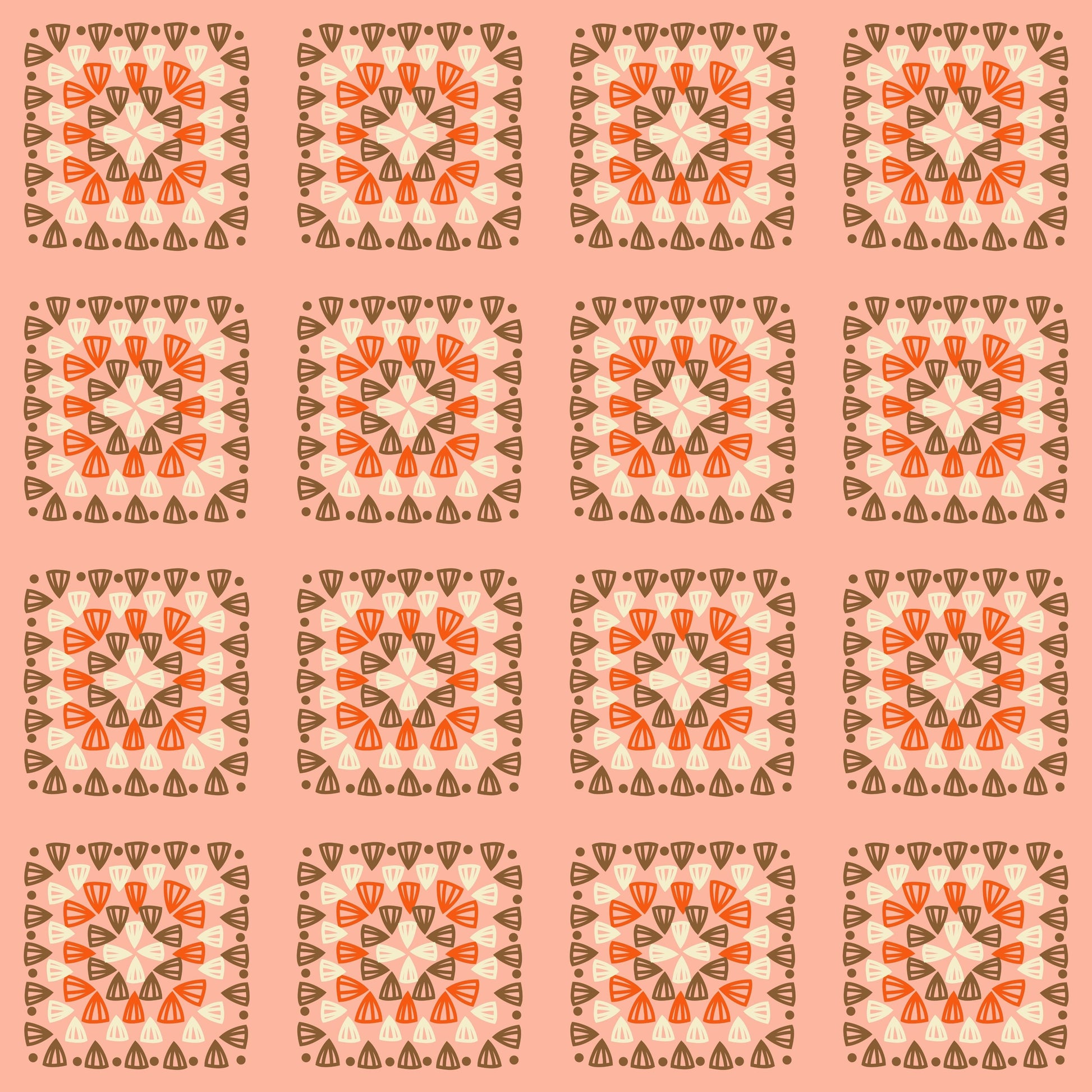 Peach Blend Granny Squares Print