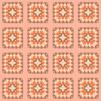 Peach Blend Granny Squares Print