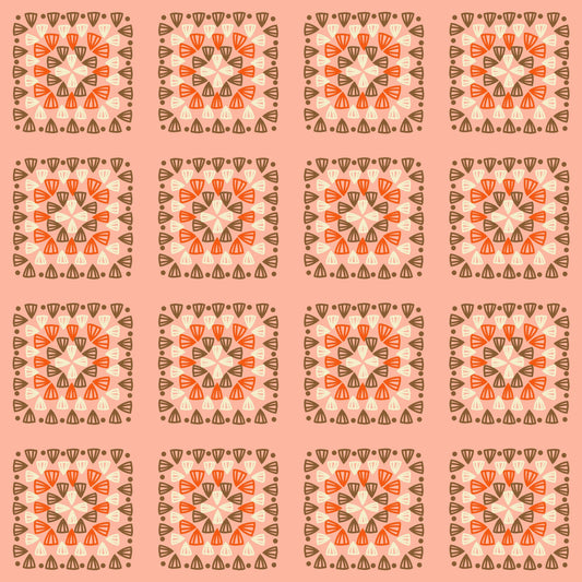 Peach Blend Granny Squares Print