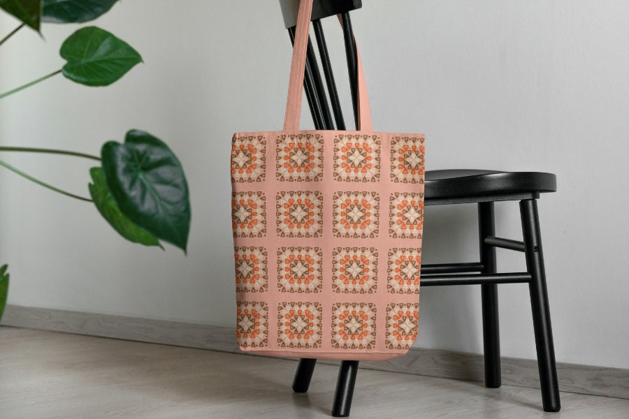 Peach Blend Granny Squares Print