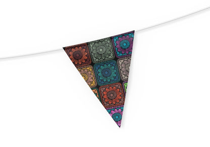Prismatic Noir Sunflowers Floral Granny Squares Seamless Print 
