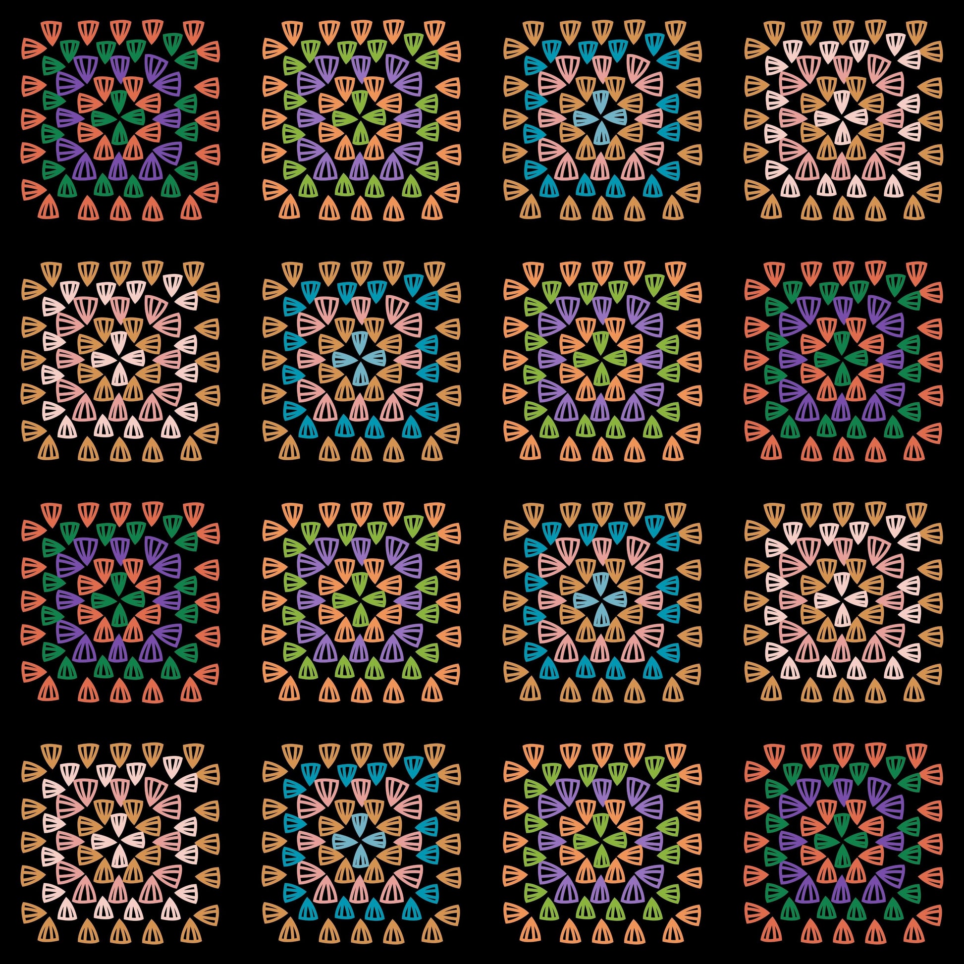 Radiant Tapestry Granny Squares Seamless Print