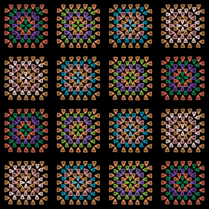 Radiant Tapestry Granny Squares Seamless Print