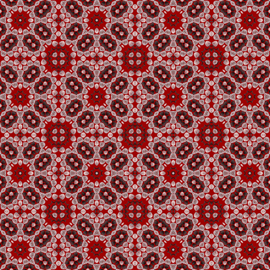 Red Ebony Lace Floral  Granny Squares Seamless Print
