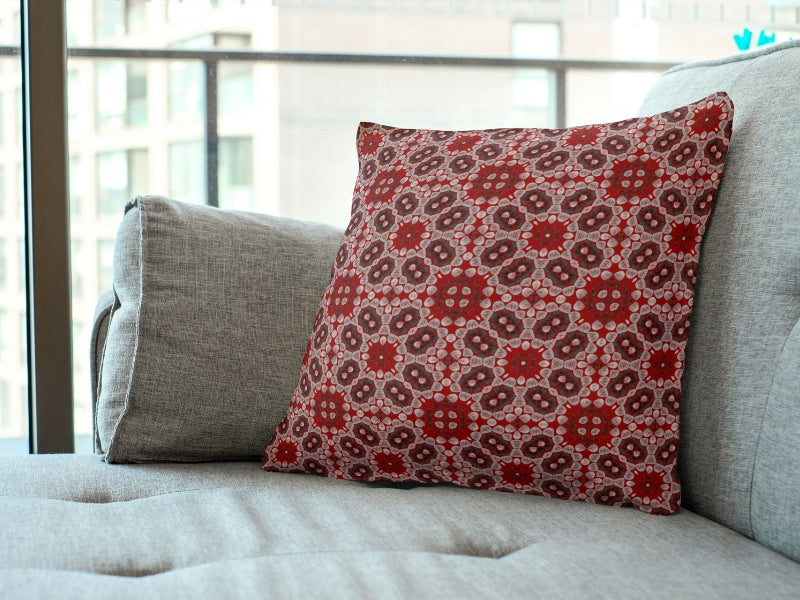Red Ebony Lace Floral  Granny Squares Seamless Print
