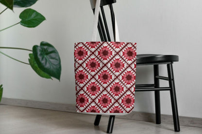 Ivory Red Floral Lattice