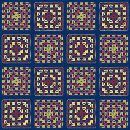 Regal Patchwork Granny Squares Print