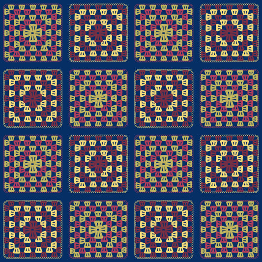 Regal Patchwork Granny Squares Print