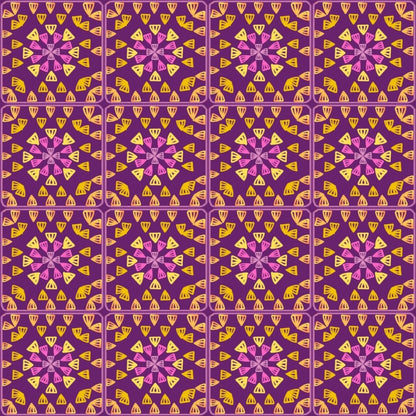 Royal Plum Glow Granny Squares Seamless Print