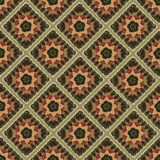 Rustic Mosaic Granny Squares Floral Seamless Print