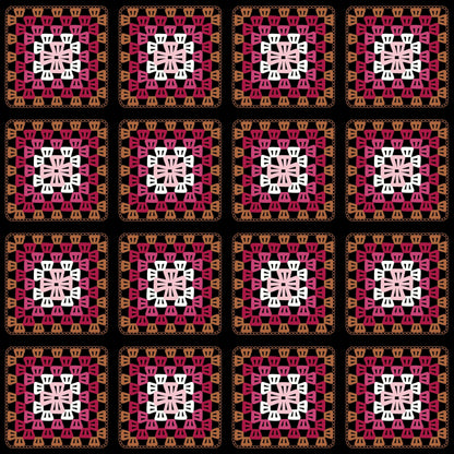 Rustic Rose Granny Squares Print