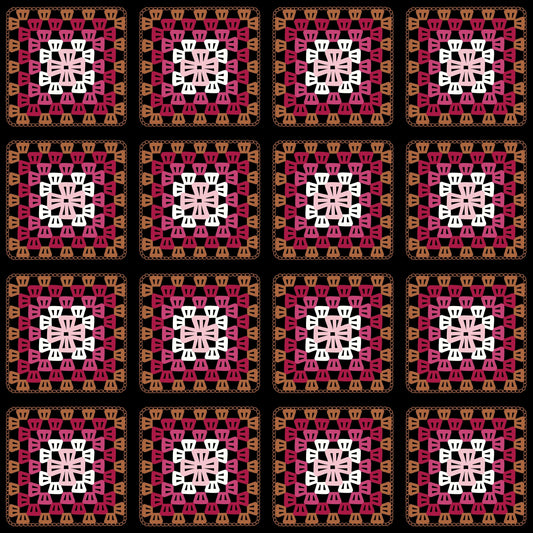Rustic Rose Granny Squares Print
