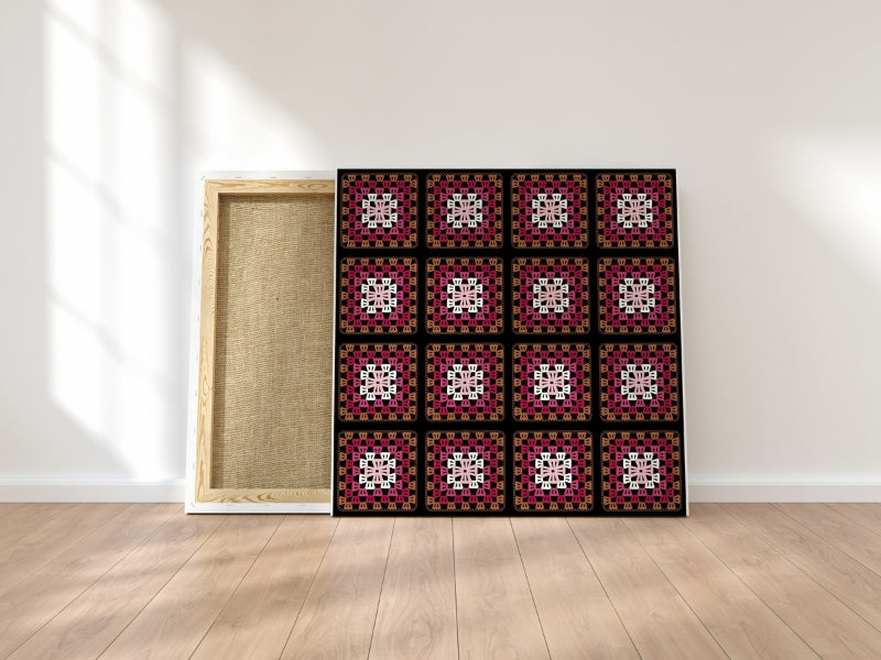 Rustic Rose Granny Squares Print