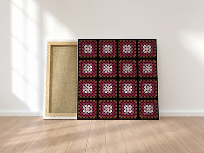 Rustic Rose Granny Squares Print