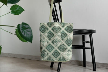 Sage Green Lattice Granny Square Seamless Print
