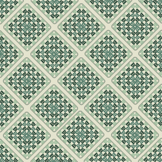 Sage Green Lattice Granny Square Seamless Print
