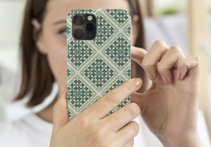 Sage Green Lattice Granny Square Seamless Print
