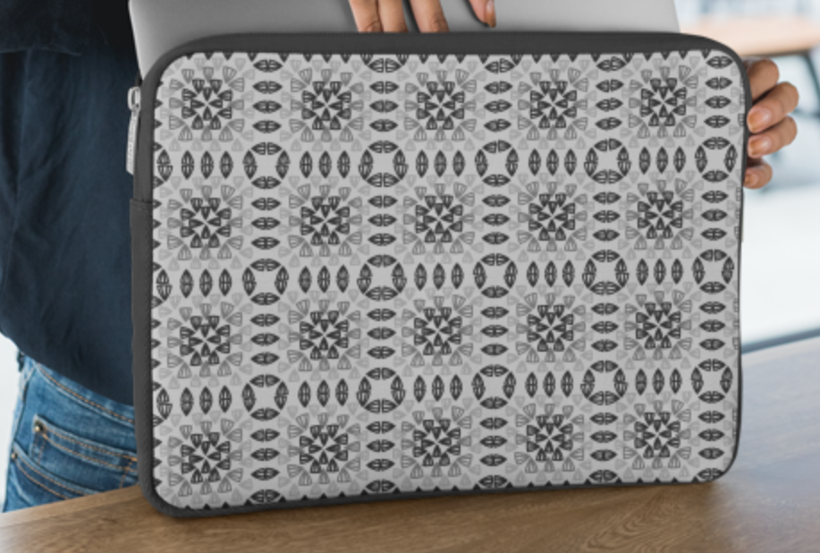 Silver Monochrome Granny Squares Seamless Print