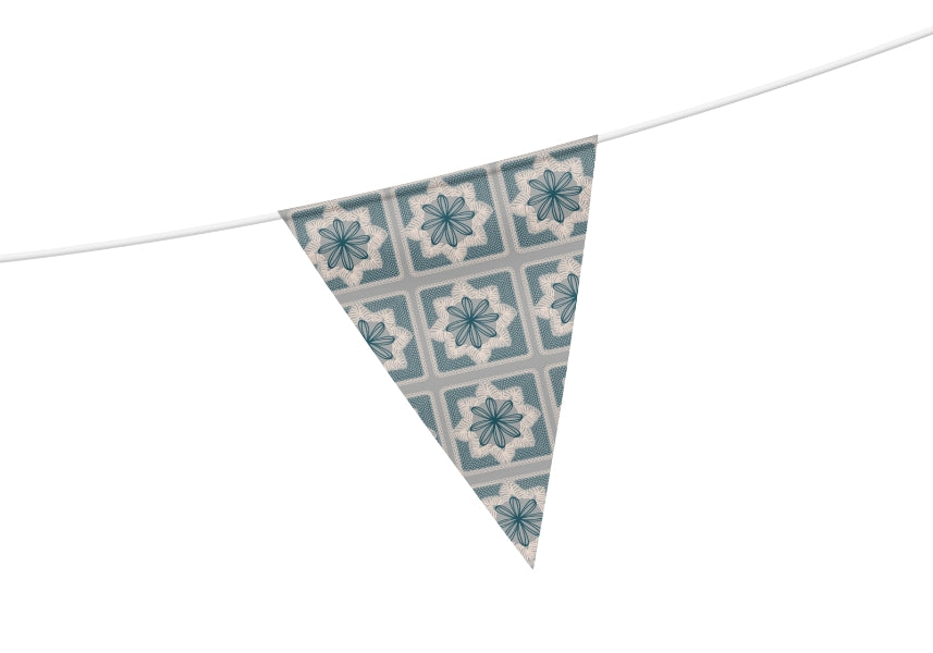 Silver Azure Floral Granny Squares Print