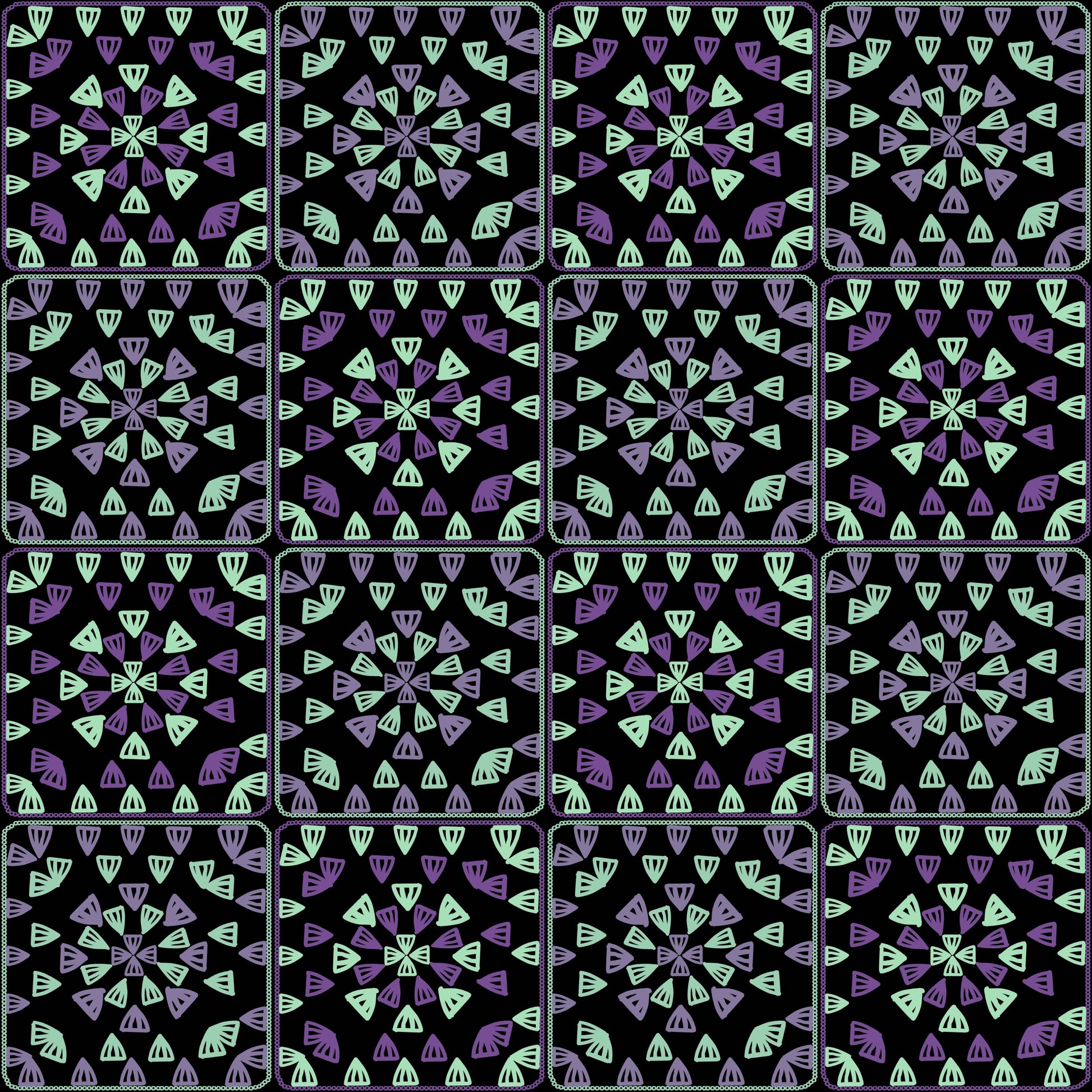 Solar Mint Floral Seamless Print