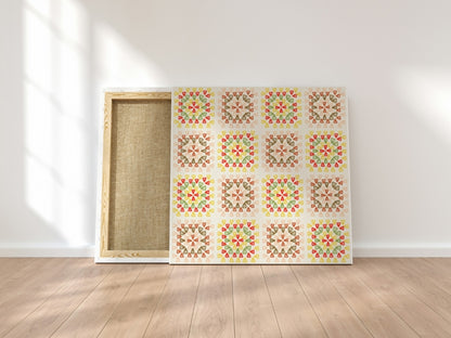 Spring Blossom Granny Squares Seamless Print