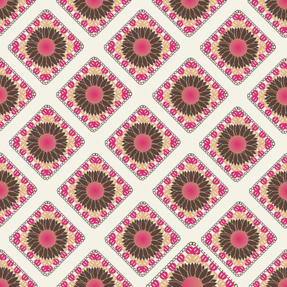 Spring Sunflowers Floral Granny Squares Seamless Print