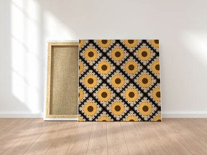Sunflower Bloom Floral Granny Squares Seamless Print