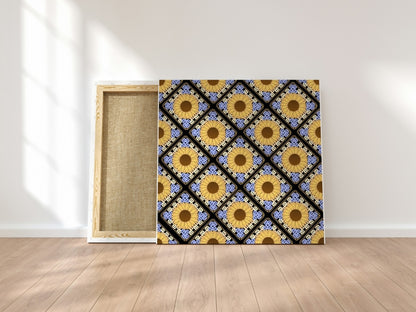 Sunflower Dreams Floral Granny Squares Seamless Print
