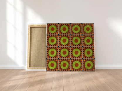 Sunflower Summertime Bloom  Floral Granny Circles Seamless Print