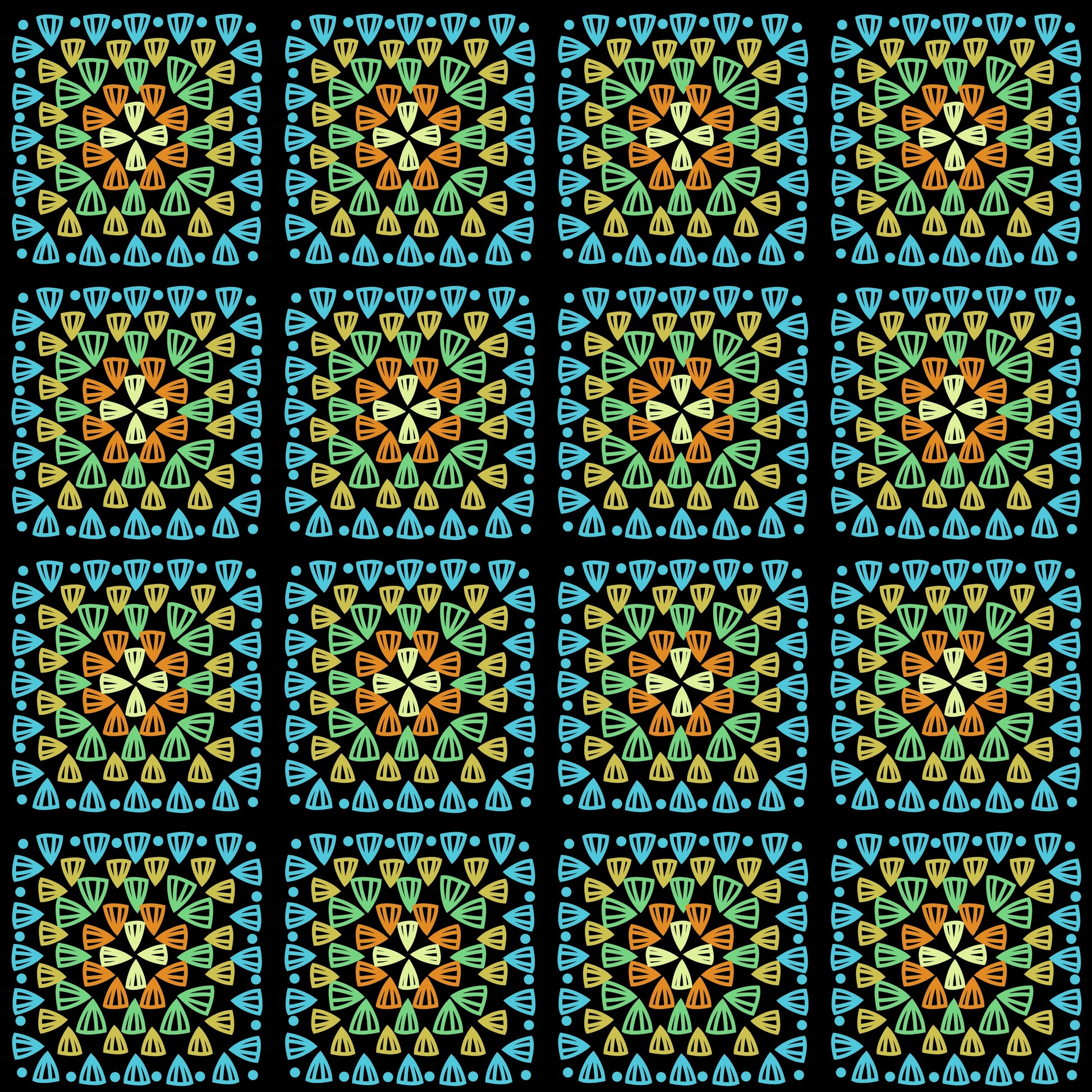 Sunlit Reef Granny Squares Print