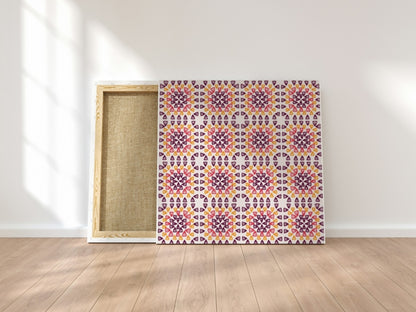 Sunset Bloom Granny Squares Seamless Print