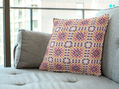 Sunset Bloom Granny Squares Seamless Print