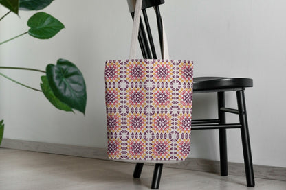 Sunset Bloom Granny Squares Seamless Print